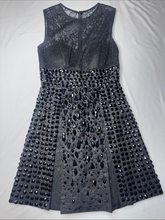Jovani Dresses & Skirts - Jovani Black Lace Crystal Embellished Cocktail Dress Size 2 Beaded Formal